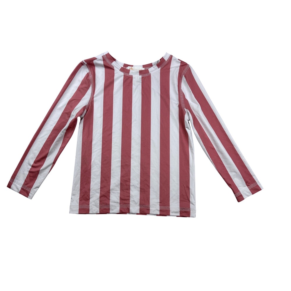 gb Girls Red White Striped Long Sleeve Swim Cover Shirt Size 4 Girls‎
